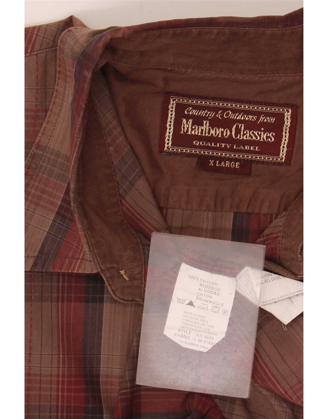 Мужская рубашка Marlboro Classics XL, коричневая клетка, хлопок
