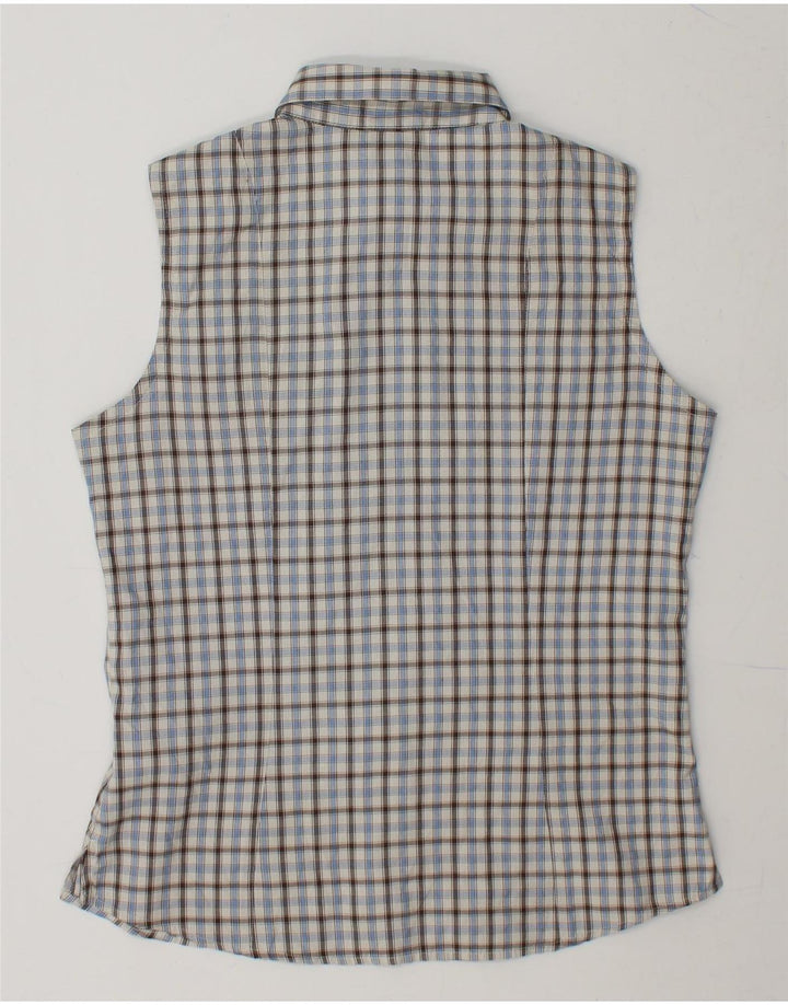 BAILO Womens Sleeveless Shirt UK 14 Medium Blue Check Polyester Vintage Bailo and Second-Hand Bailo from Messina Hembry 