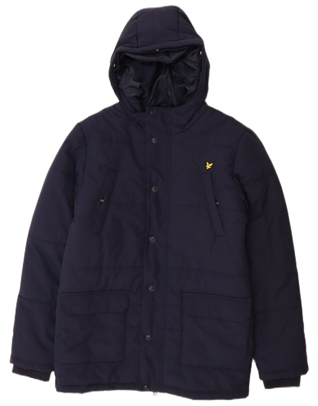 Утепленная куртка Lyle & Scott для мальчиков с капюшоном, 15–16 лет, темно-синий, полиамид