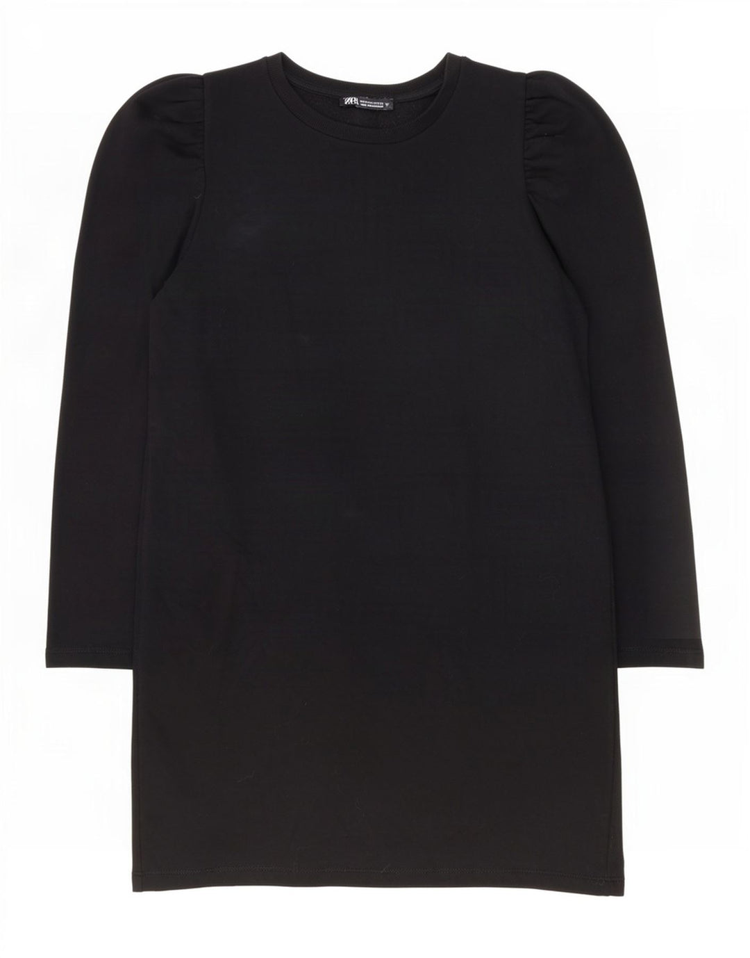 Женское платье прямого кроя Zara UK 14, средний черный хлопок, с длинным рукавом