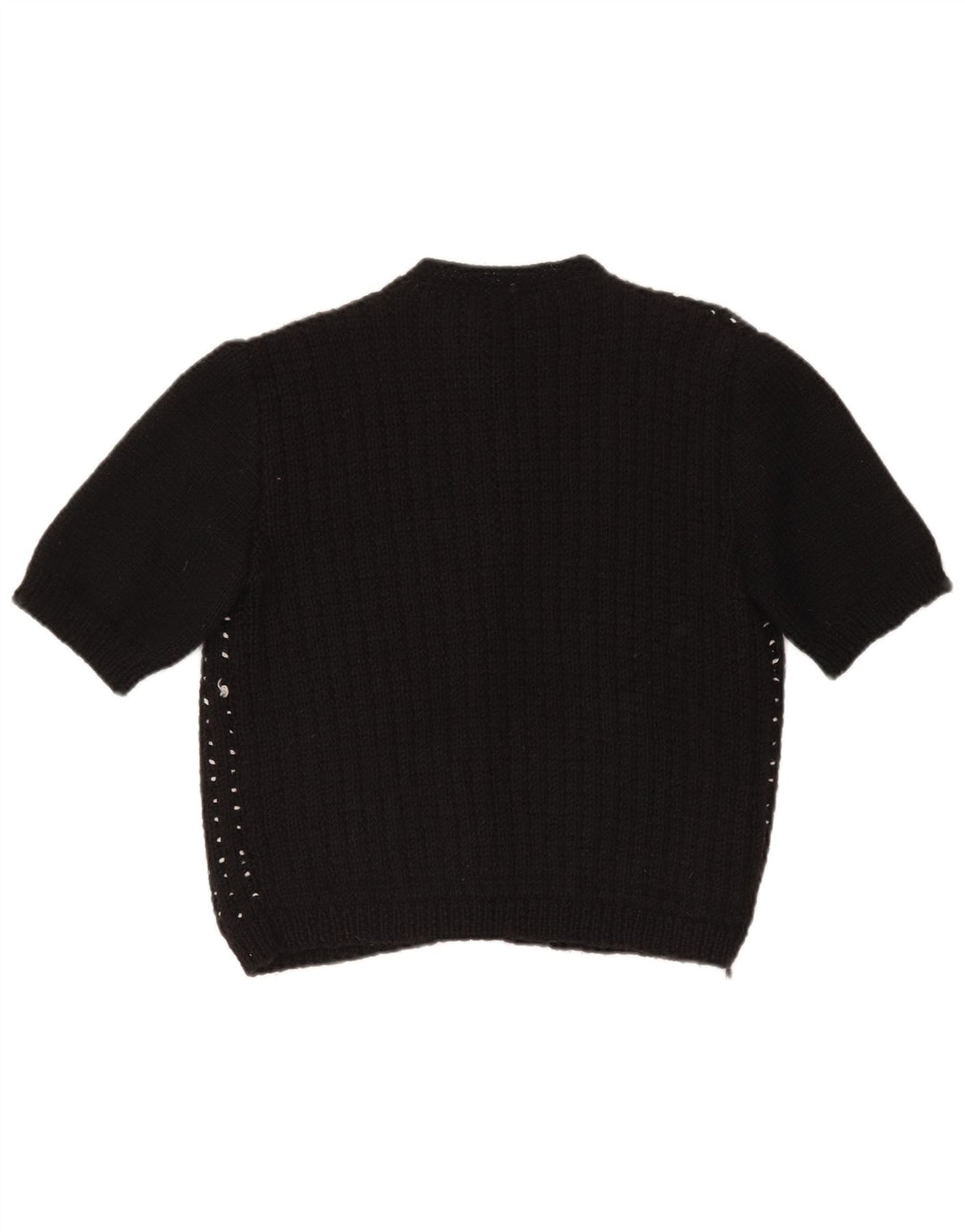 ВИНТАЖНЫЙ женский укороченный кардиган-свитер UK 14, большой черный в крапинку