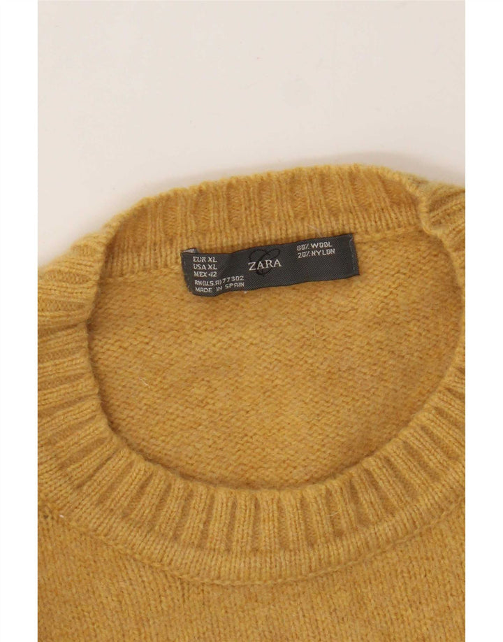 Мужской джемпер с круглым вырезом Zara XL, желтая шерсть