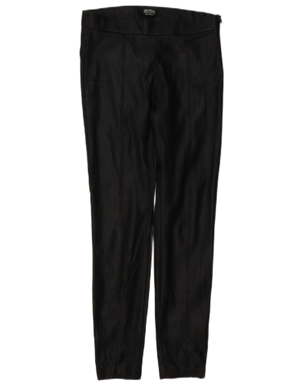 Женские леггинсы из искусственной кожи Zara Trafaluc UK 12, средний черный
