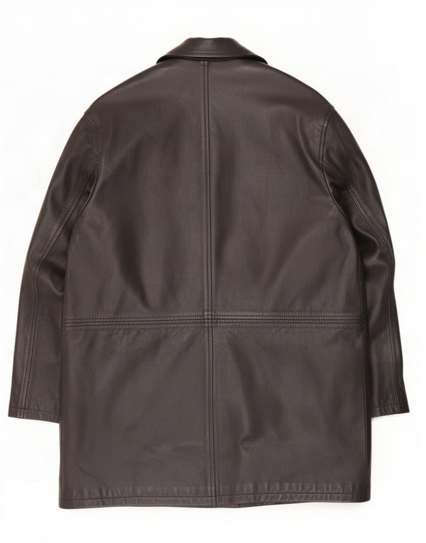 Zara Mens Leather Coat UK 42 XL Black