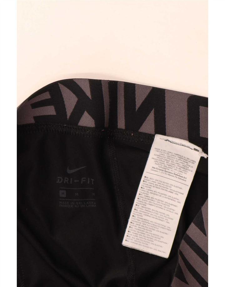 Женские леггинсы с рисунком Nike Dri Fit UK 14, средний черный, полиэстер