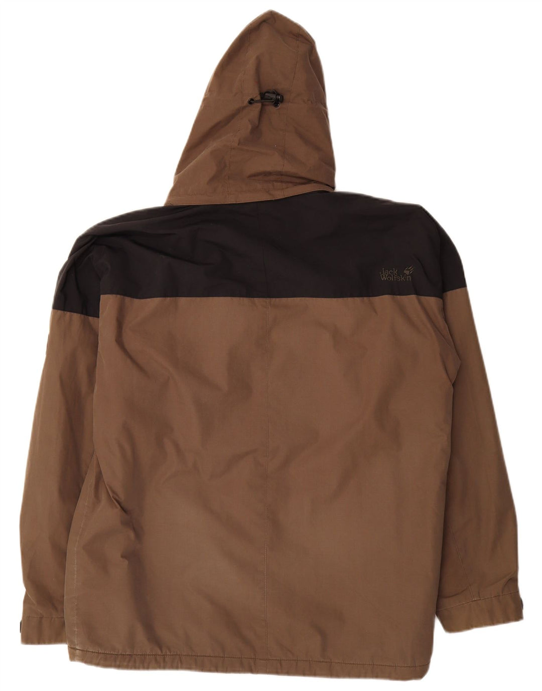 Мужская ветровка с капюшоном Jack Wolfskin UK 38, средний коричневый цвет с цветными блоками