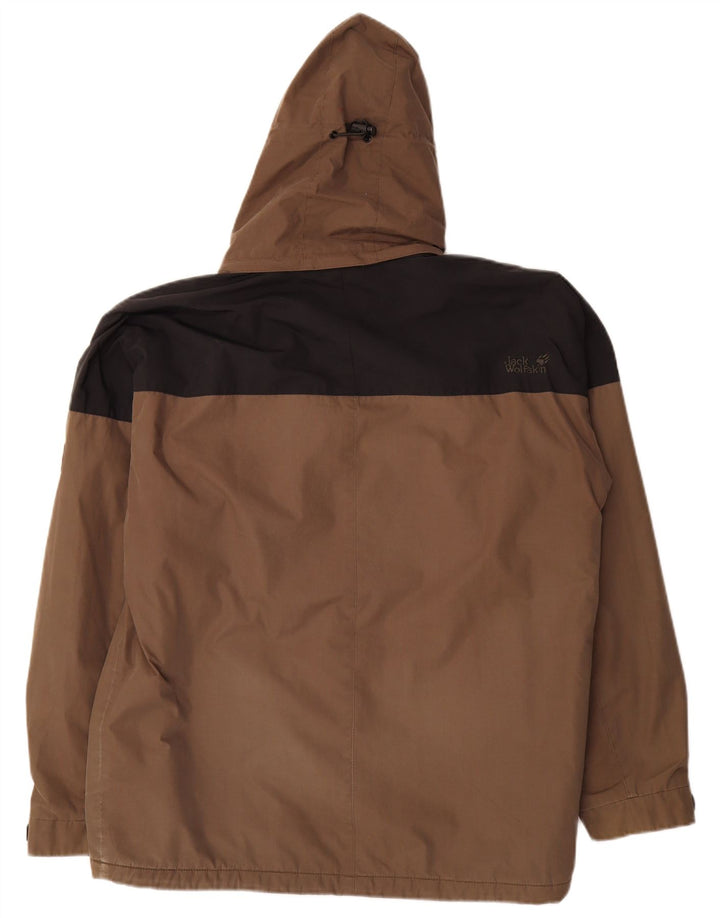 Мужская ветровка с капюшоном Jack Wolfskin UK 38, средний коричневый цвет с цветными блоками
