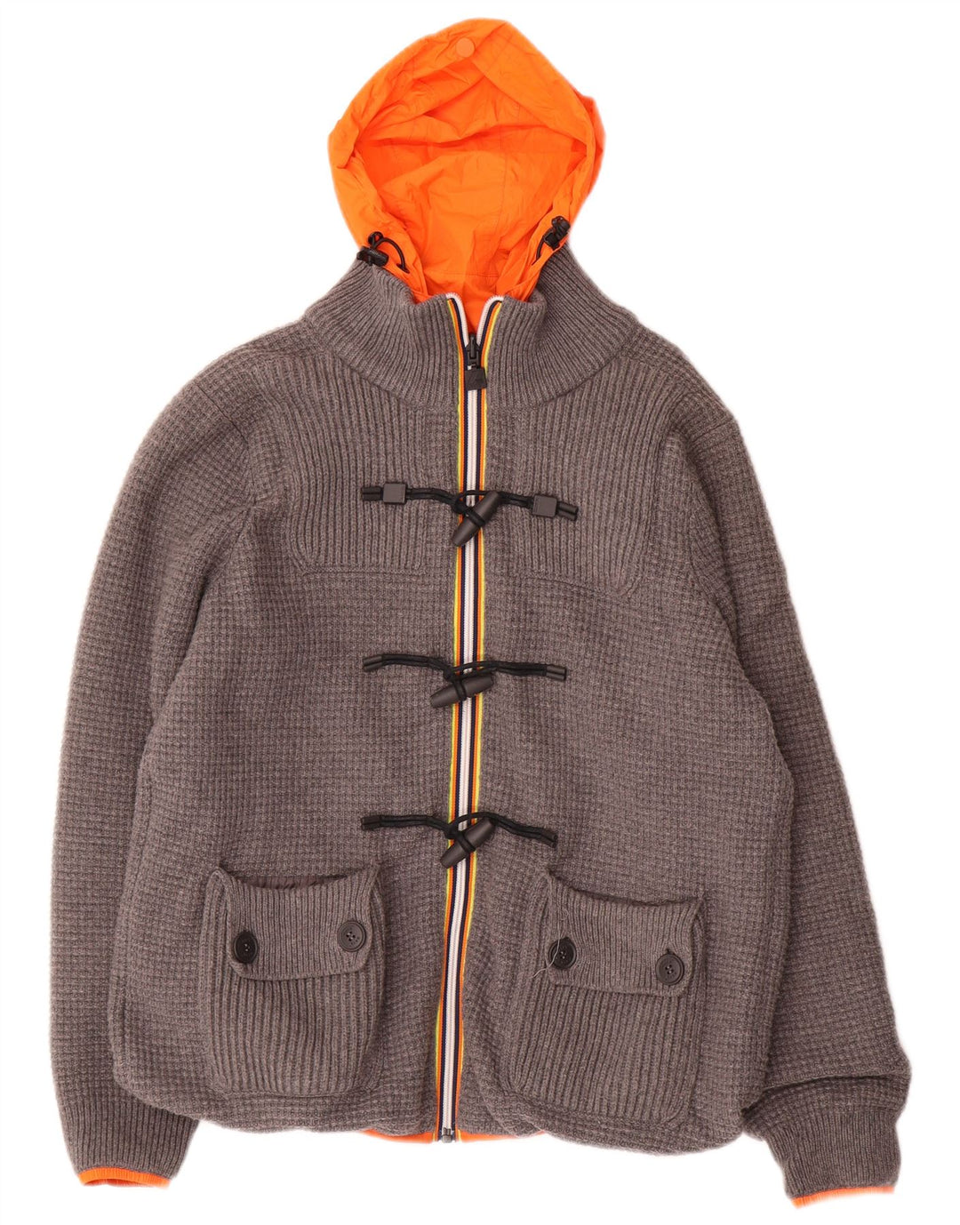 Мужская двусторонняя куртка K-WAY с капюшоном UK 36, маленькая, серая, полиамид