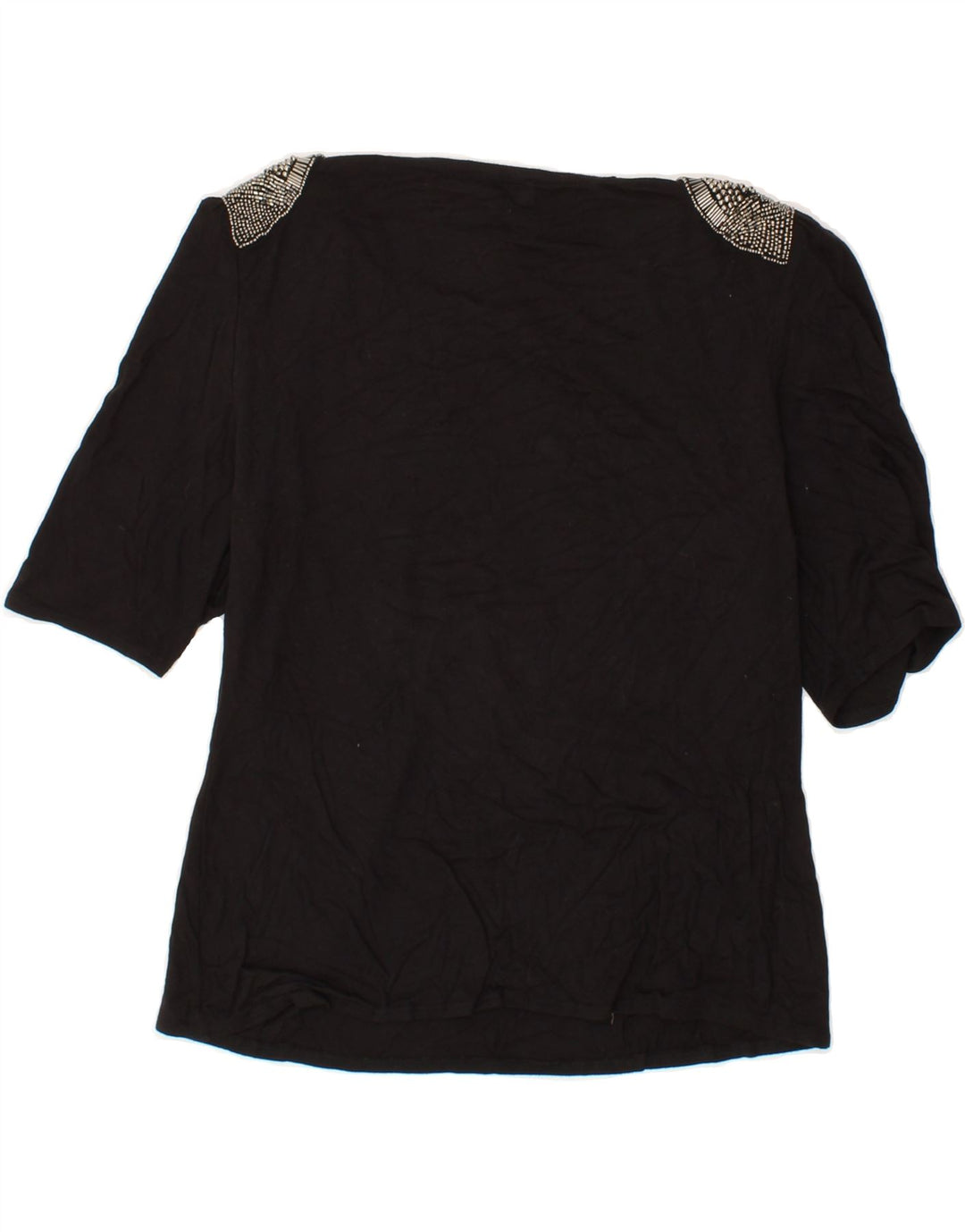 PHASE EIGHT Womens 1/2 Sleeve Blouse Top UK 12 Medium Black Viscose Vintage Phase Eight and Second-Hand Phase Eight from Messina Hembry 