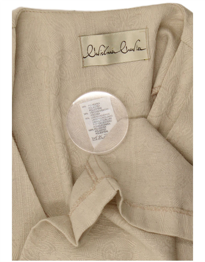 Винтажный женский удлиненный пиджак с коротким рукавом, Великобритания, 8, маленький, бежевый, классический