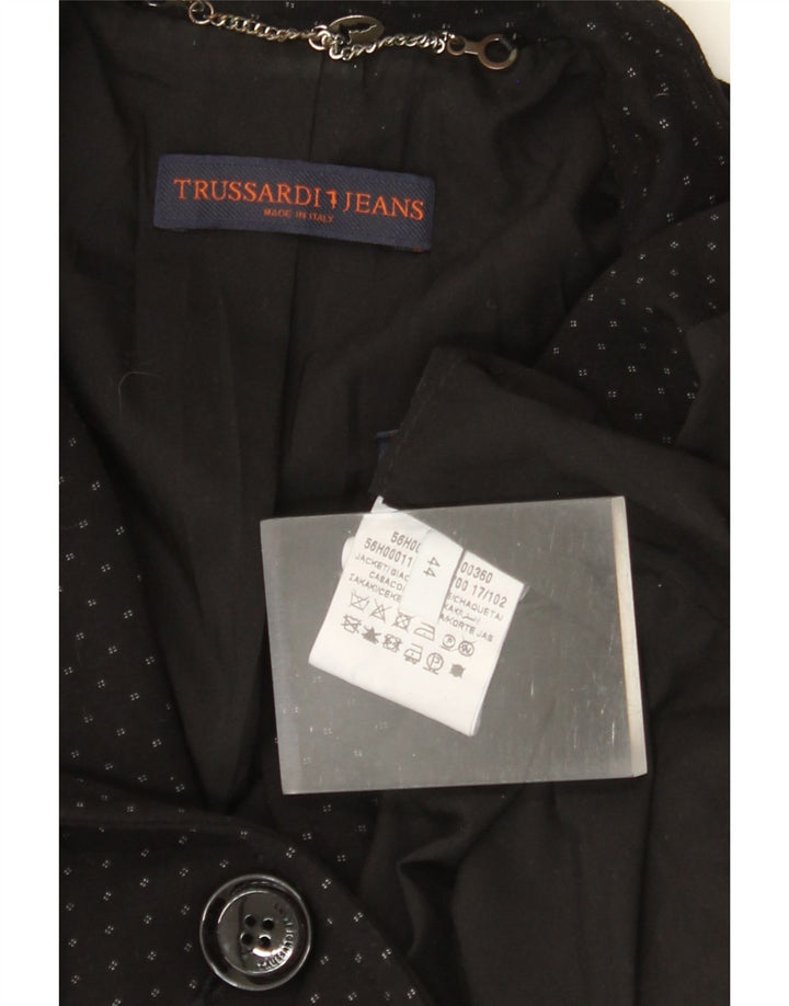 TRUSSARDI JEANS Женский пиджак на 1 пуговице IT 44 Средний Черный В Пятно