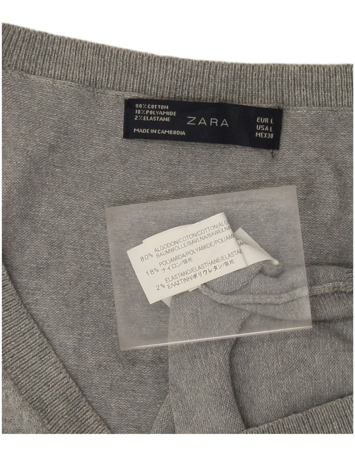 Женская укороченная майка Zara UK 14, большой серый хлопок