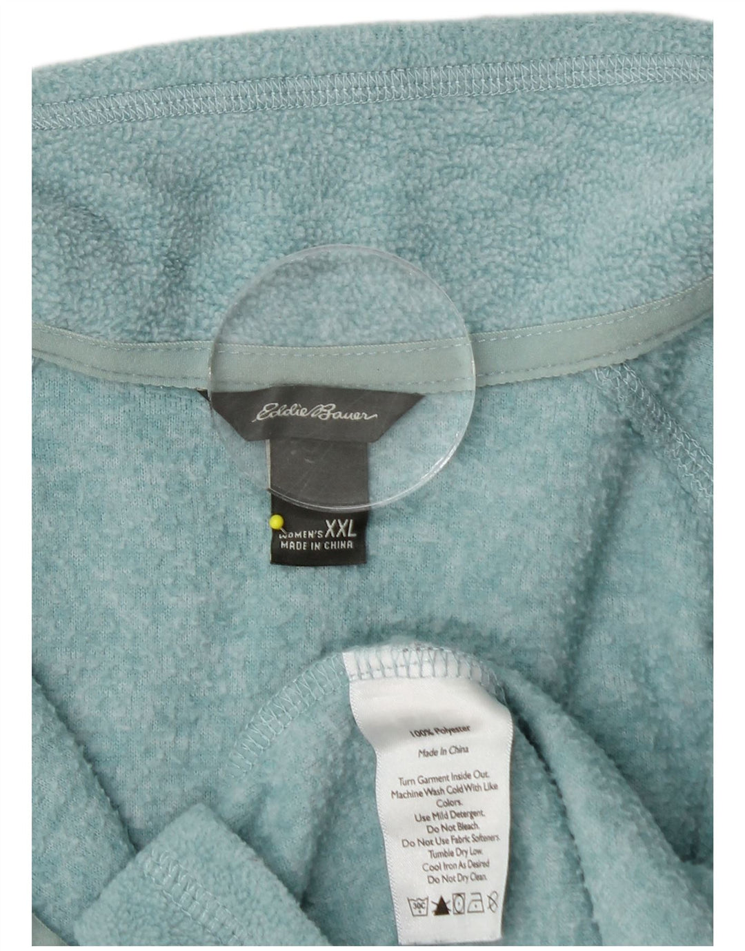 Женский флисовый джемпер EDDIE BAUER с воротником на молнии, UK 20, 2XL, бирюзовый, полиэстер