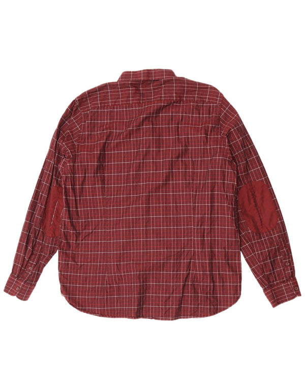 Мужская рубашка Ted Baker, размер 7, 3XL, темно-бордовая клетка, хлопок