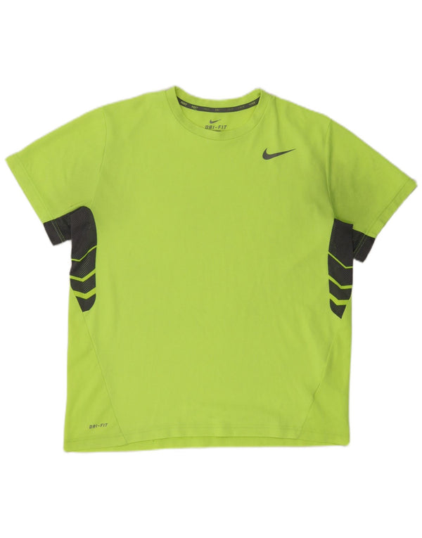 Мужская футболка Nike Dri Fit Top XL, зеленый полиэстер с цветными блоками