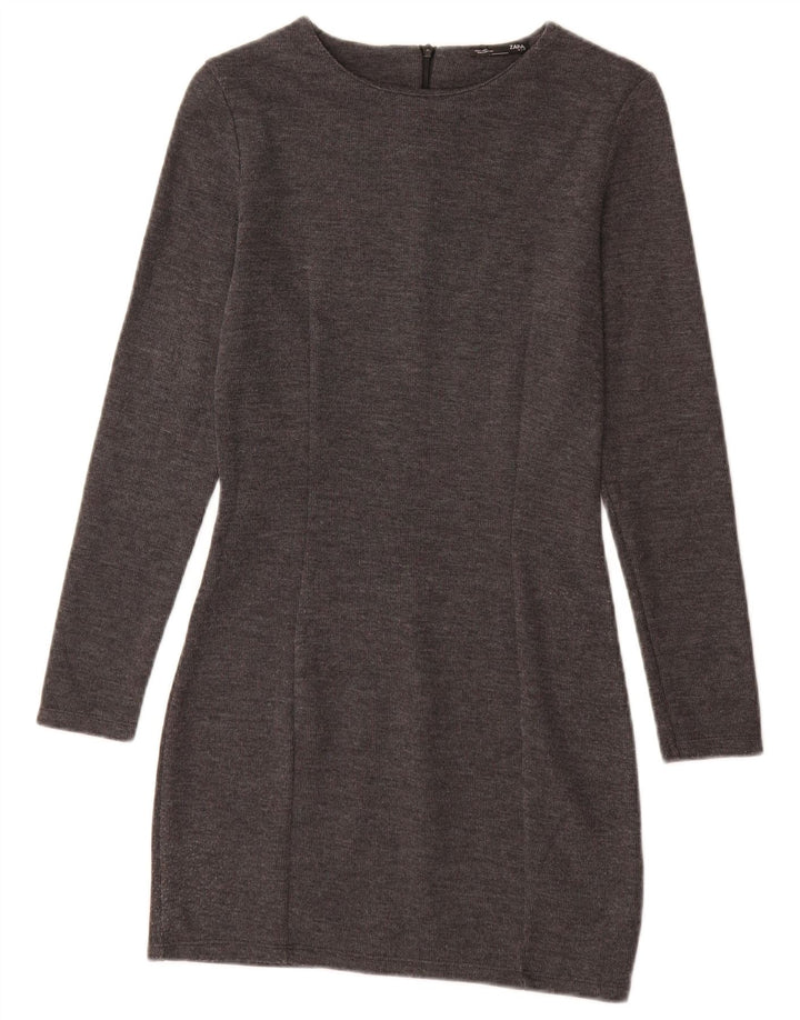 Женское платье-джемпер Zara UK 8, маленькое серое, хлопок