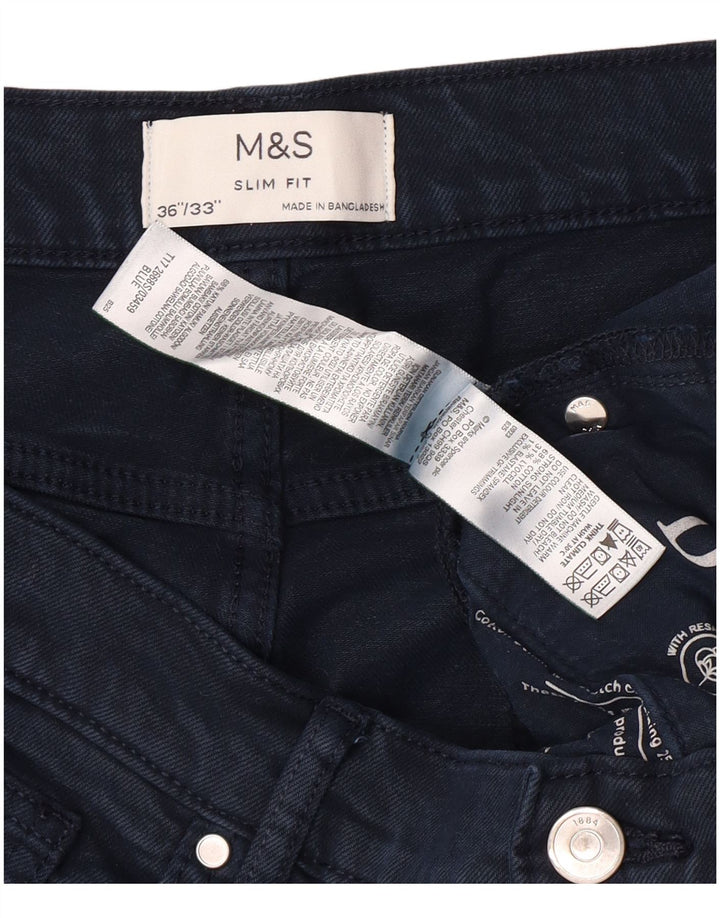 Мужские зауженные джинсы MARKS & SPENCER W36 L30, темно-синие, хлопковые, классические