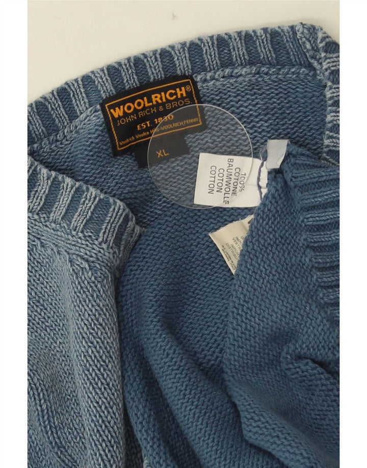 Мужской джемпер с круглым вырезом Woolrich, синий хлопок, размер XL