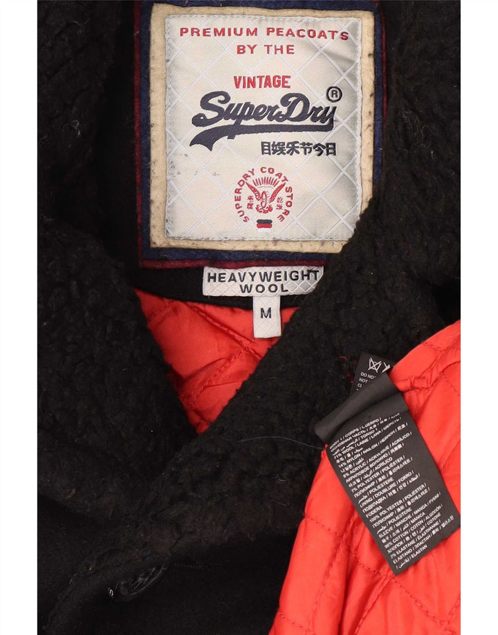 Мужское полупальто Superdry, черная шерсть среднего размера