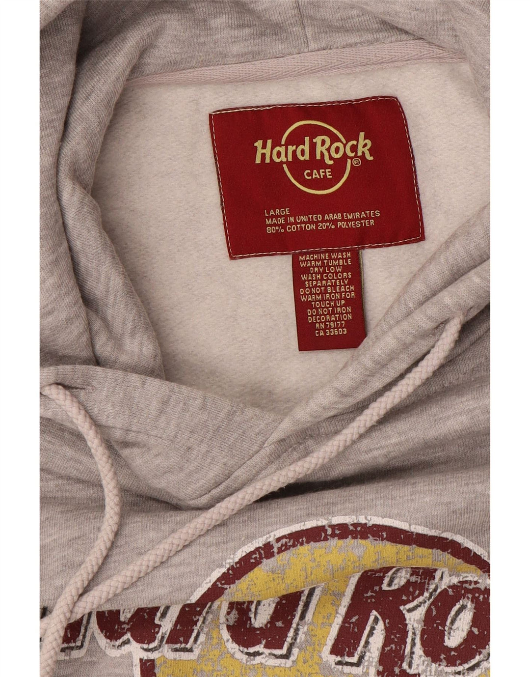 Мужской джемпер с капюшоном Hard Rock Cafe Amsterdam с рисунком, большой серый полиэстер