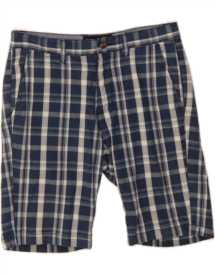 RIFLE Mens Chino Shorts W30 Medium  Navy Blue Check Cotton Vintage Rifle and Second-Hand Rifle from Messina Hembry 