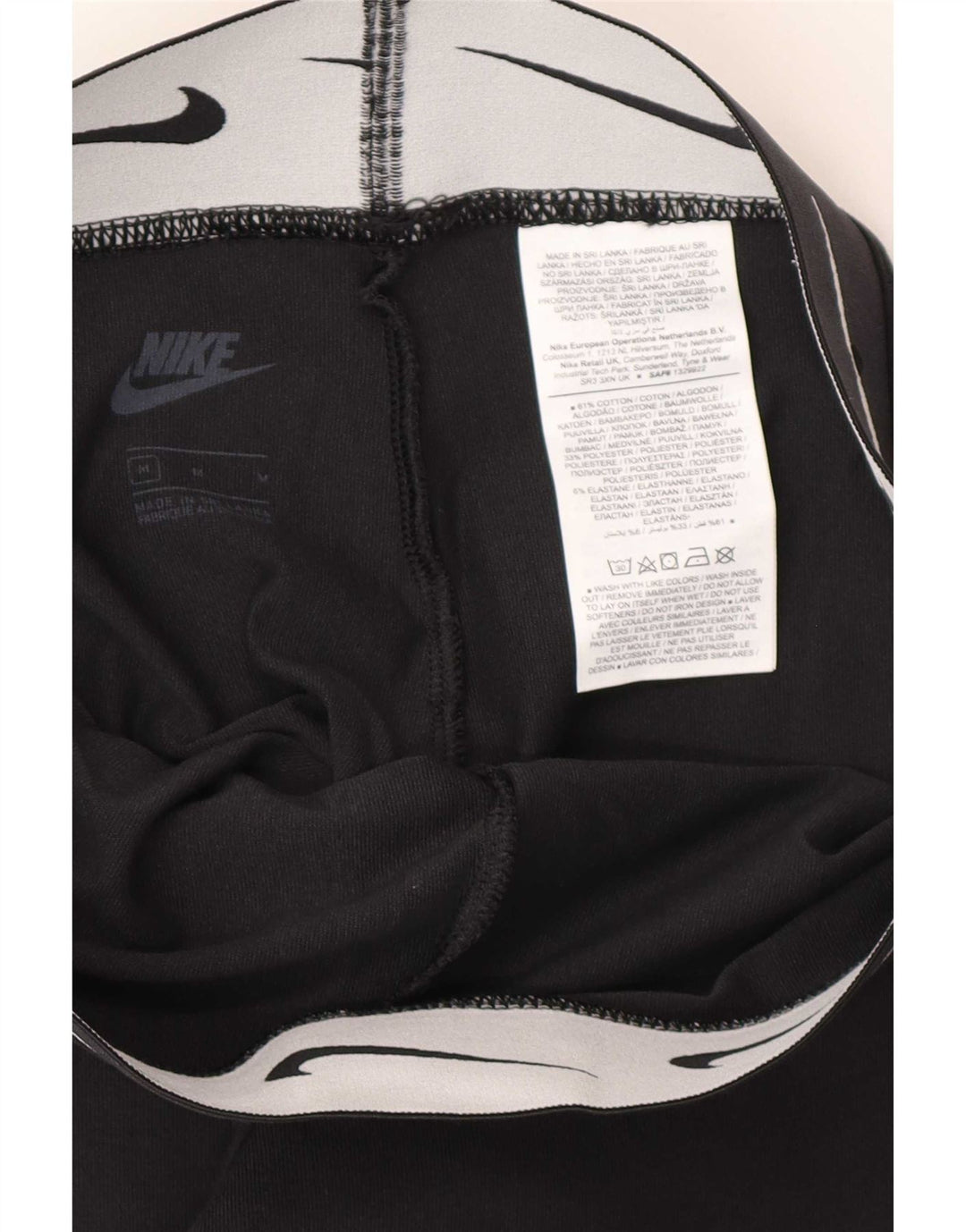 Женские леггинсы с рисунком Nike UK 12, хлопковые, средние, черные