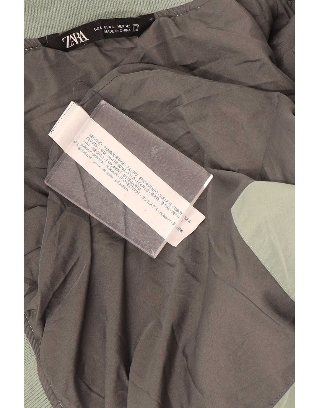 Мужская стеганая куртка Zara UK 40, большая зеленая полиэстер