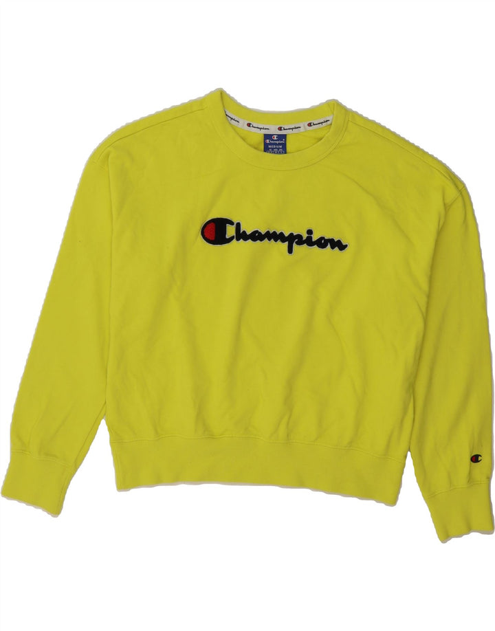 CHAMPION Womens Oversized Graphic Sweatshirt Jumper UK 14 Medium Green Vintage Champion and Second-Hand Champion from Messina Hembry 