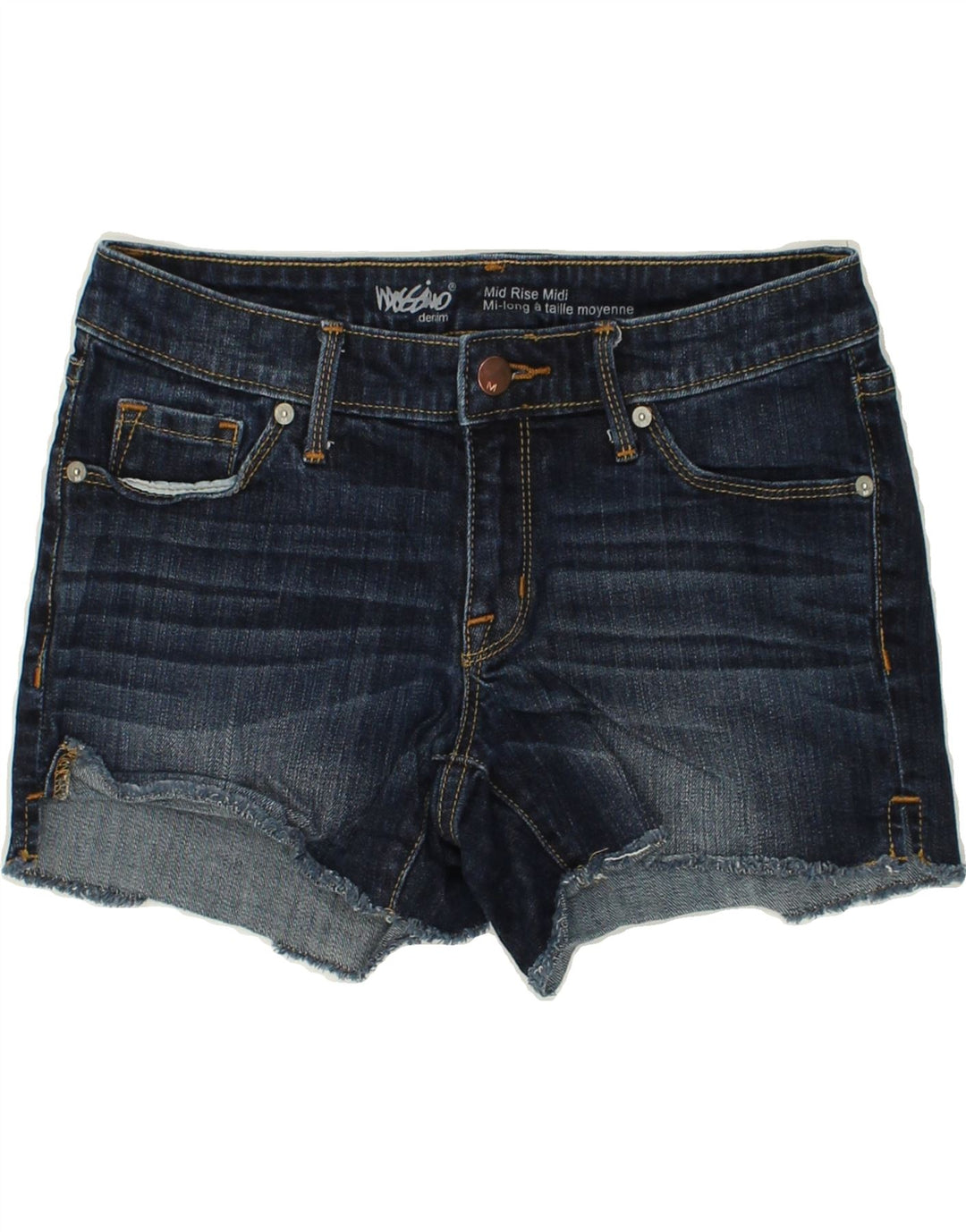 MOSSIMO Womens Mid Rise Denim Shorts US 4 Small W27  Navy Blue Cotton | Vintage Mossimo | Thrift | Second-Hand Mossimo | Used Clothing | Messina Hembry 
