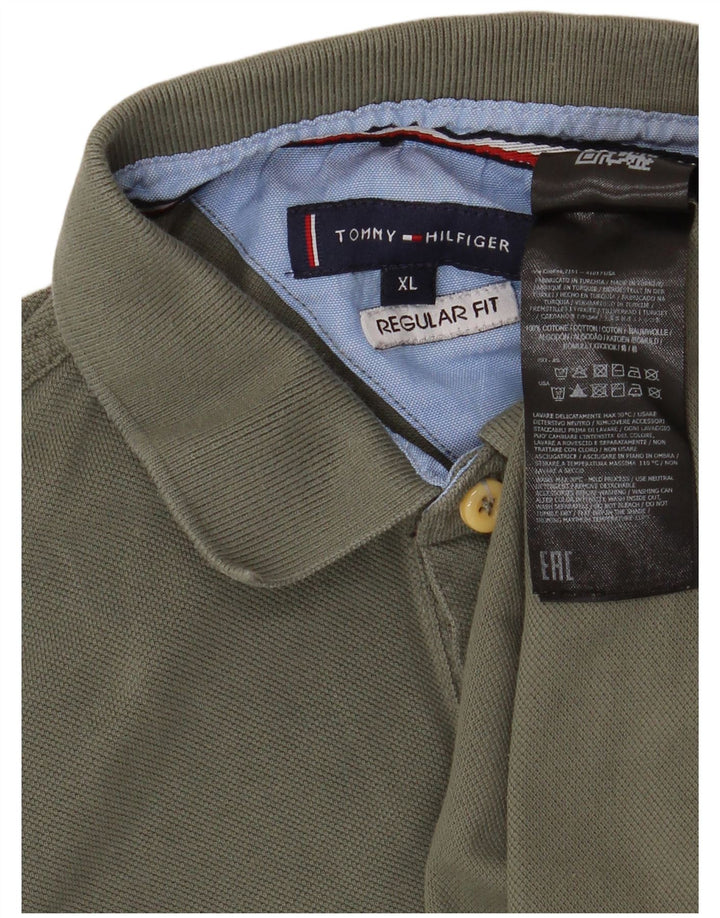 TOMMY HILFIGER Мужская рубашка-поло стандартного кроя XL, цвет хаки, хлопок