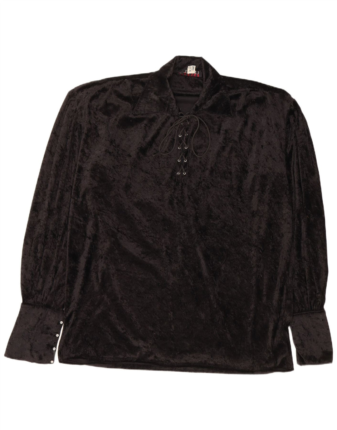 ВИНТАЖНАЯ женская бархатная блузка с длинным рукавом, топ UK 20 2XL, черный