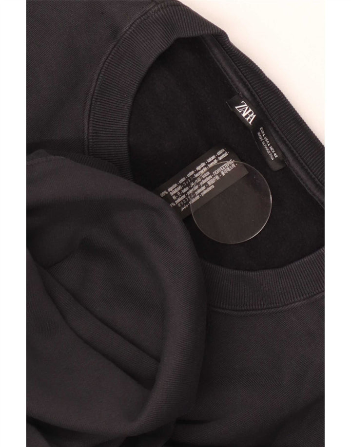 Мужской свитер свободного кроя Zara, большой черный хлопковый джемпер