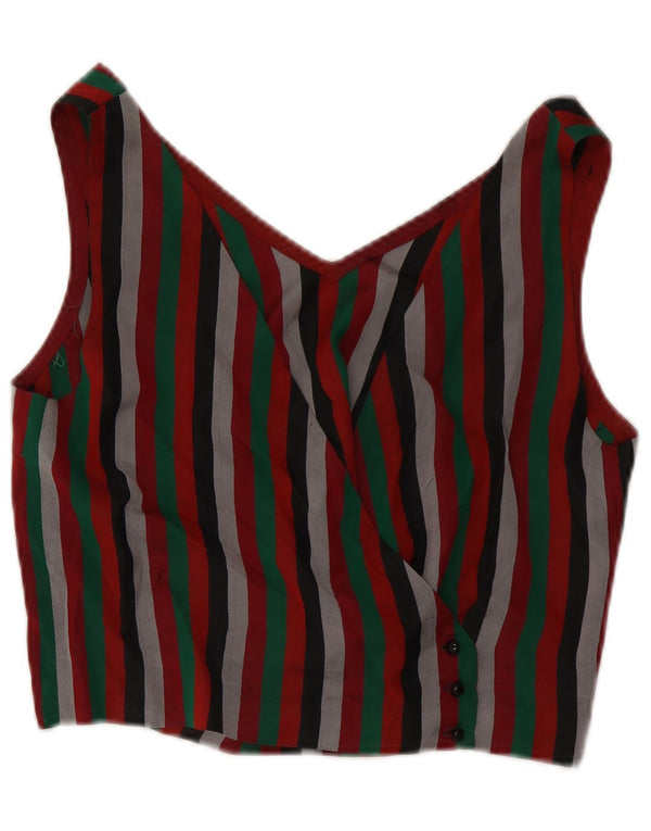 Женская укороченная блузка-рубашка VINTAGE UK 12, средние разноцветные полоски