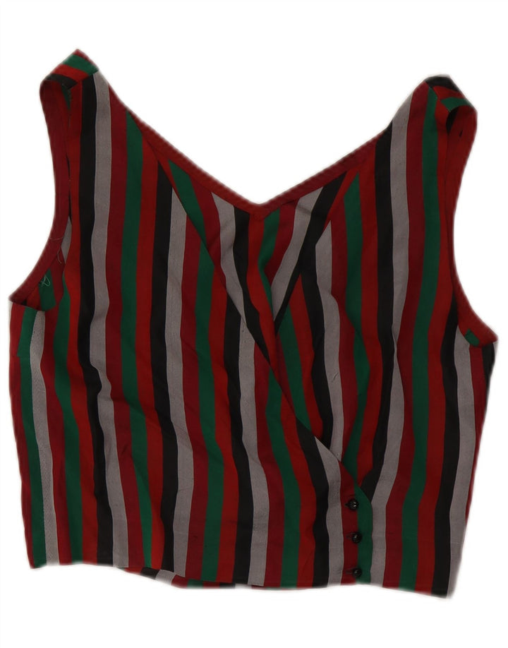 Женская укороченная блузка-рубашка VINTAGE UK 12, средние разноцветные полоски