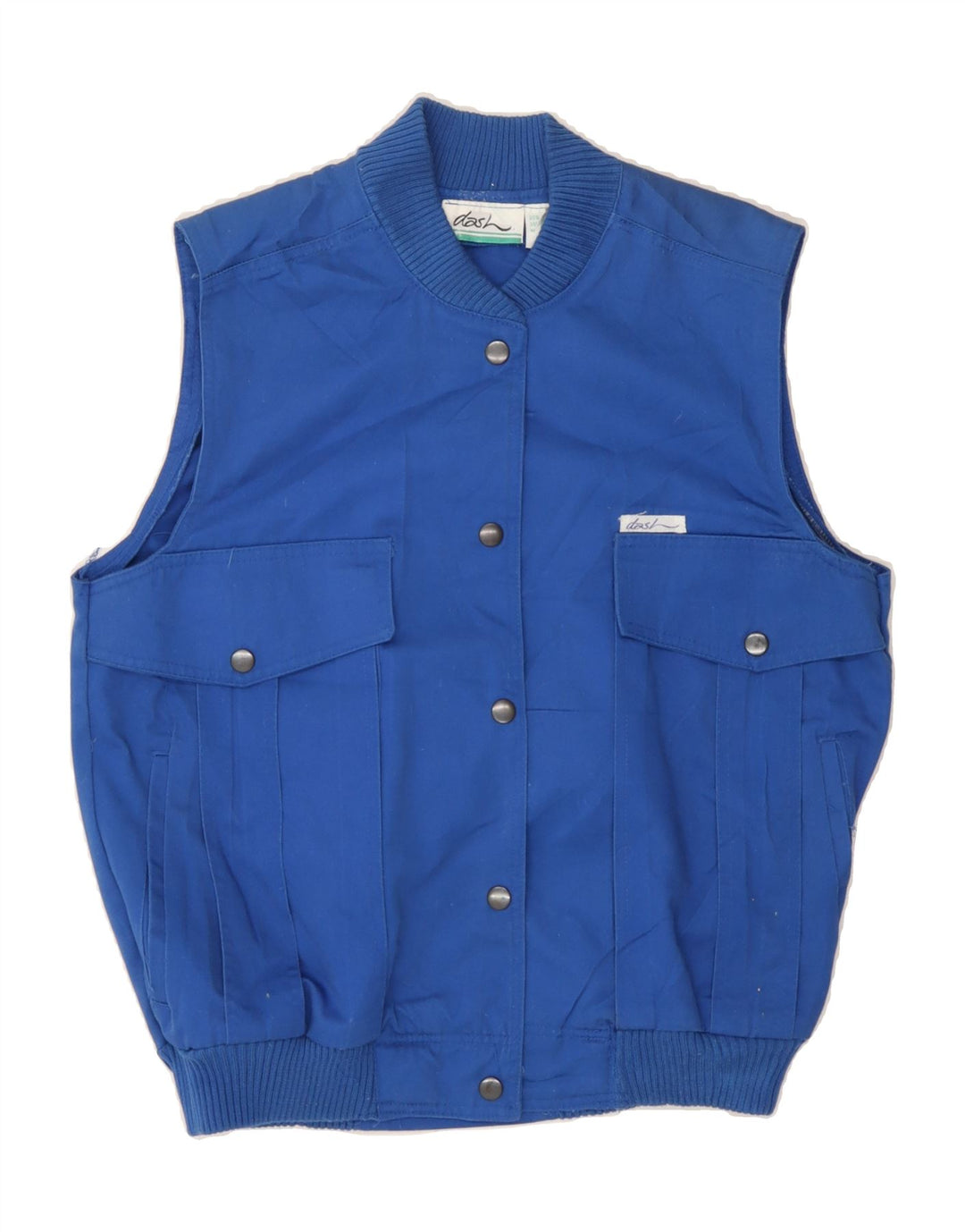 DASH Womens Gilet UK 14 Medium Blue Cotton Vintage Dash and Second-Hand Dash from Messina Hembry 