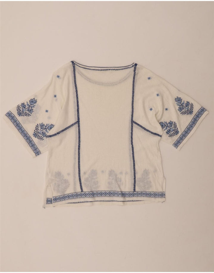 Женская блузка MONSOON Top UK 16, большой размер, белый лен с цветочным принтом