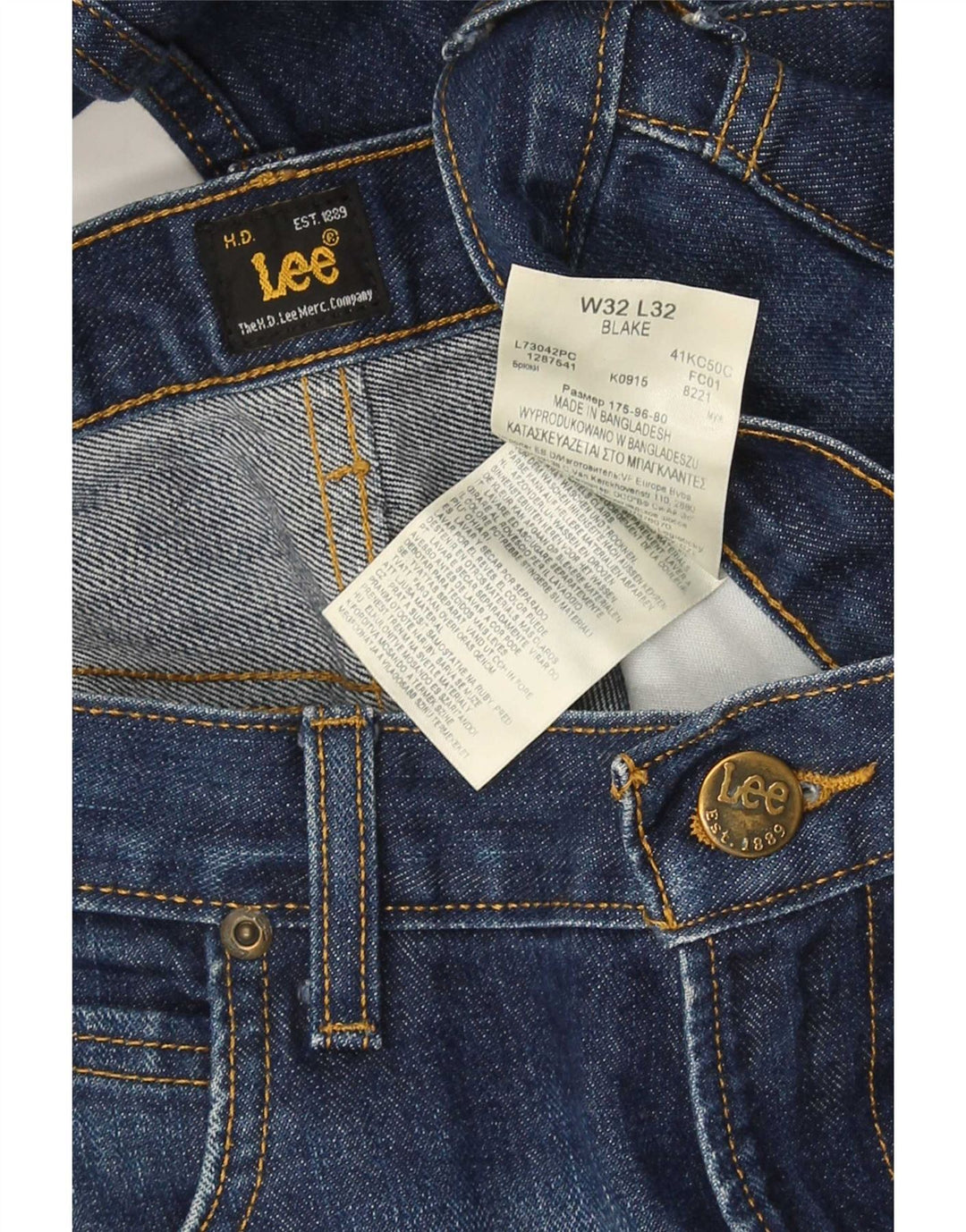 Мужские прямые джинсы Lee W32 L32 темно-синие, хлопок