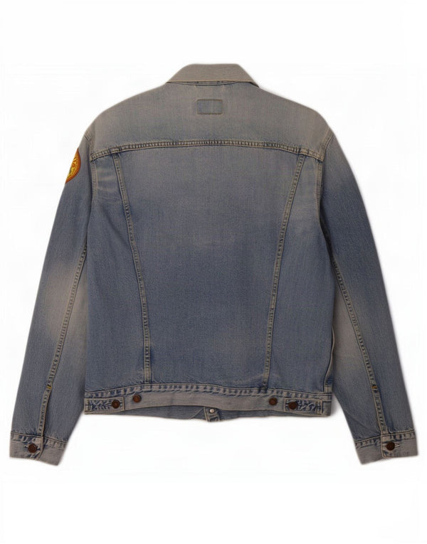 Мужская джинсовая куртка с рисунком кислотной стирки Levi's UK 42 XL, синяя, хлопок
