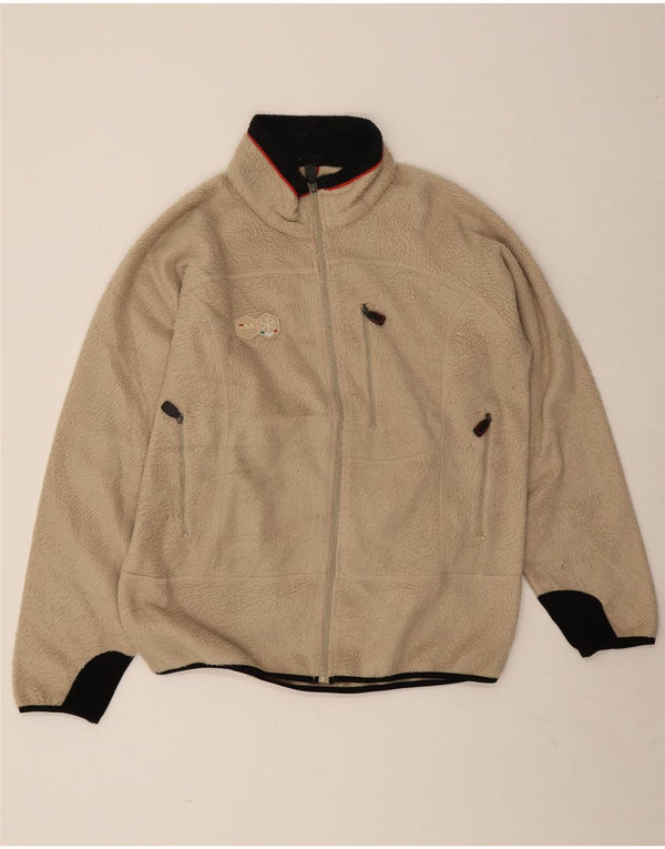 Мужская флисовая куртка Fila UK 40, большая, бежевая, полиэстер с цветными блоками
