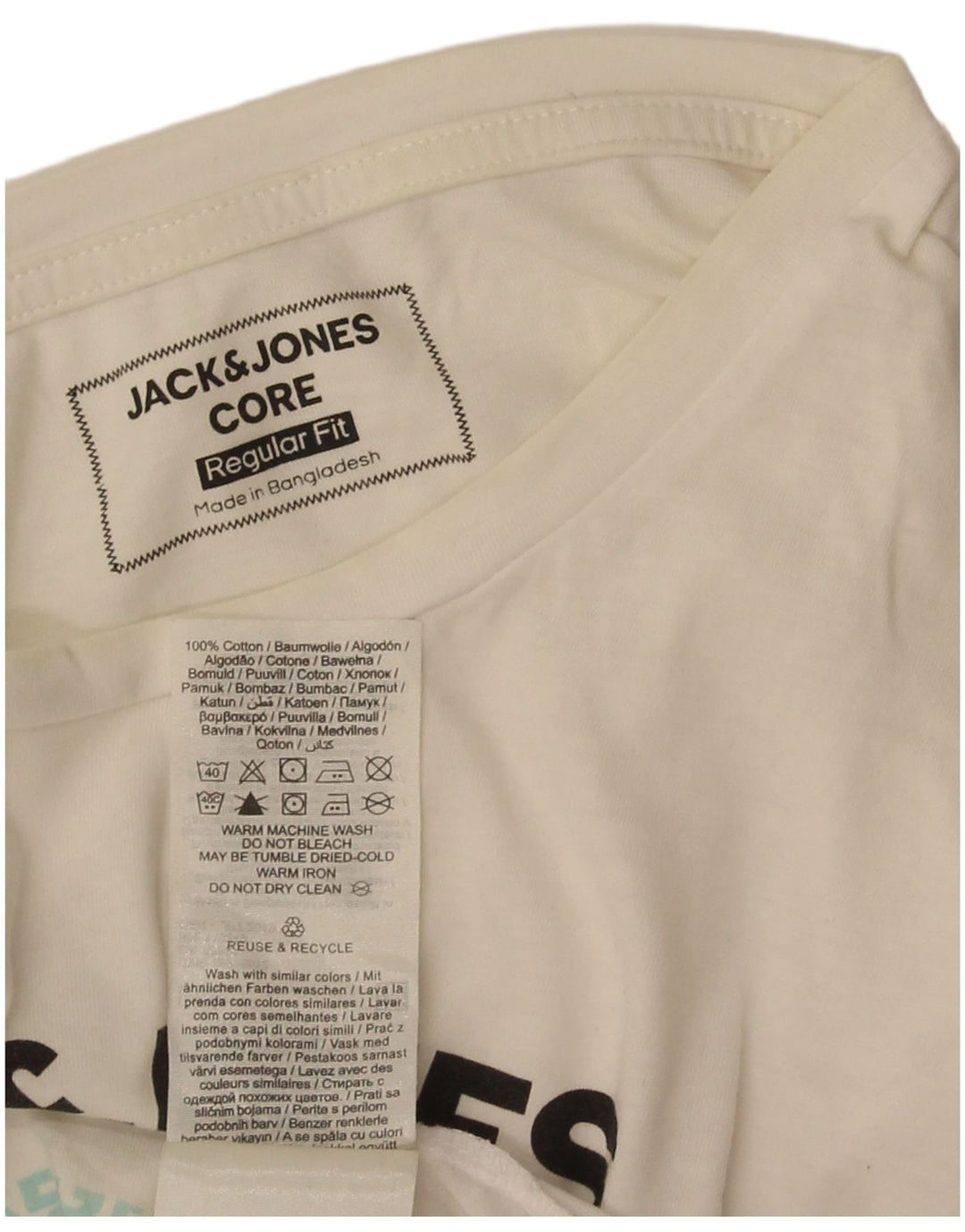 Мужская футболка с рисунком Jack & Jones стандартного кроя, топ среднего размера, белый хлопок, хлопок