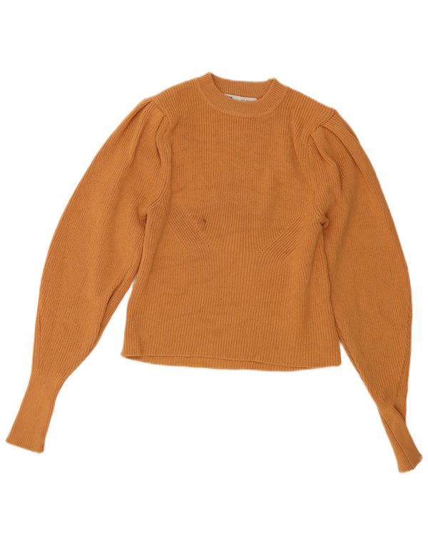Женский укороченный джемпер с круглым вырезом Zara UK 10, маленький коричневый вискоза