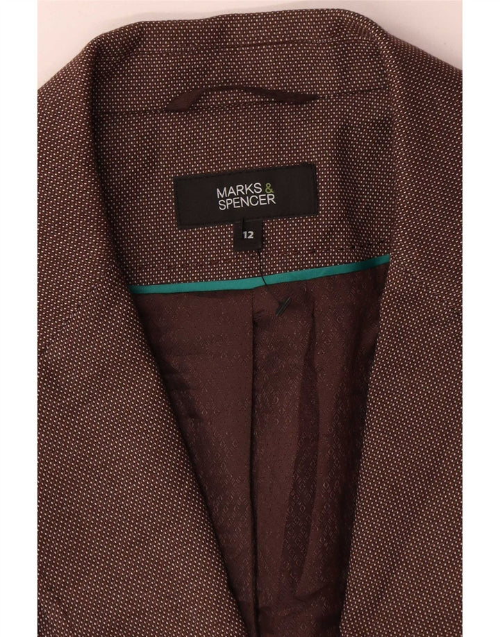 Женский пиджак на 1 пуговице Marks & Spencer UK 12, средний коричневый в пятнистый цвет