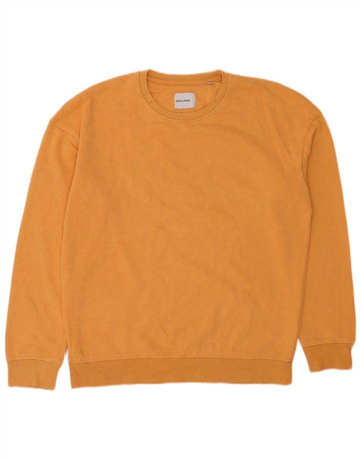 Мужской свитер Jack & Jones, большой оранжевый хлопковый джемпер