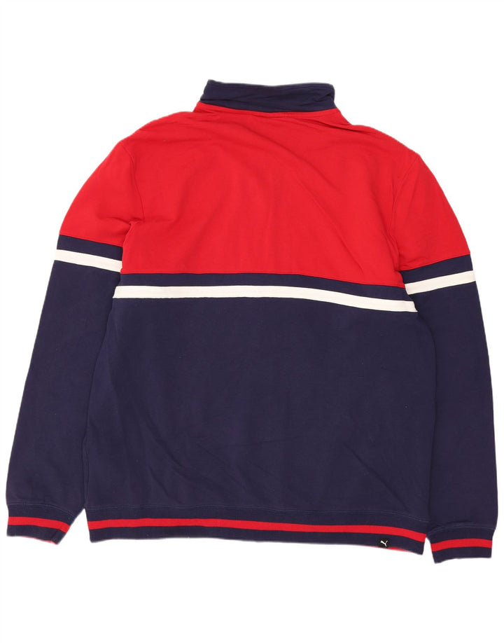 Мужской спортивный костюм Puma, верхняя куртка XL, темно-синий, хлопок с цветными блоками