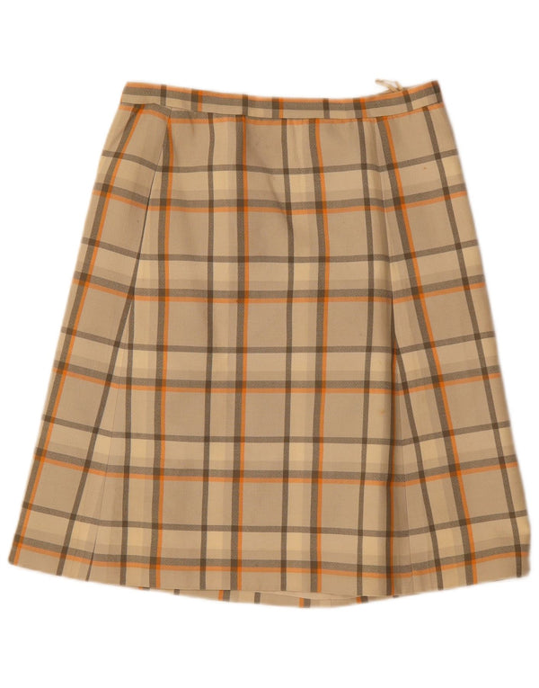 ВИНТАЖНАЯ женская юбка-трапеция W30, средняя бежевая клетка