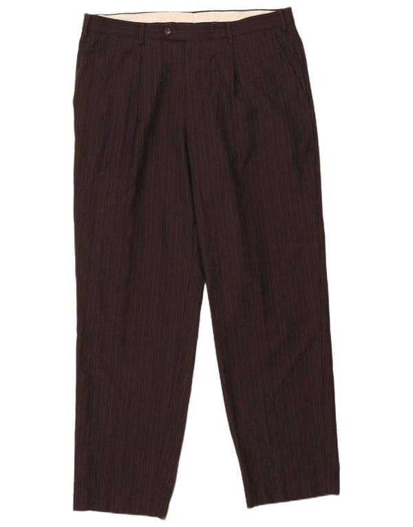 Мужские прямые брюки Pierre Cardin IT 54 2XL W36 L31 коричневые в тонкую полоску