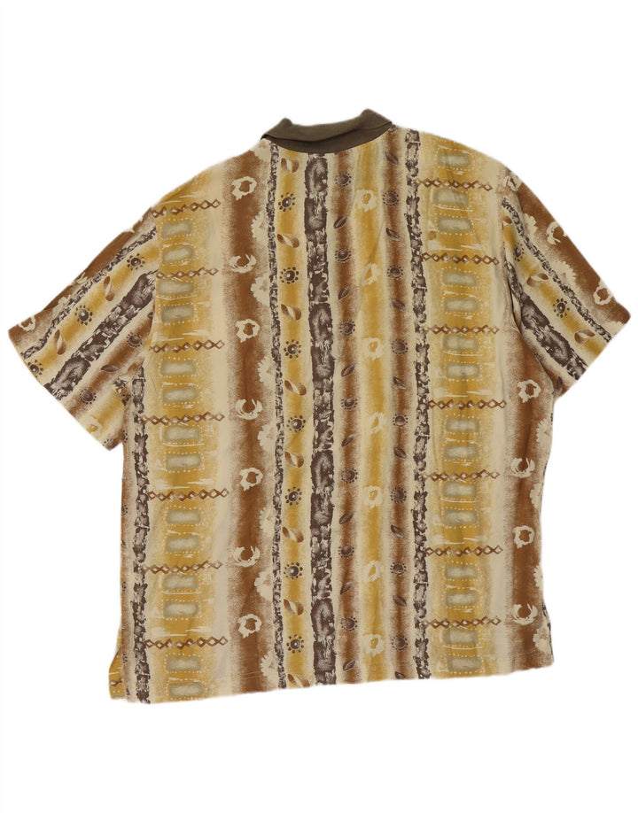 Винтажная мужская пуловерная рубашка с коротким рукавом, большая желтая цветочная рубашка