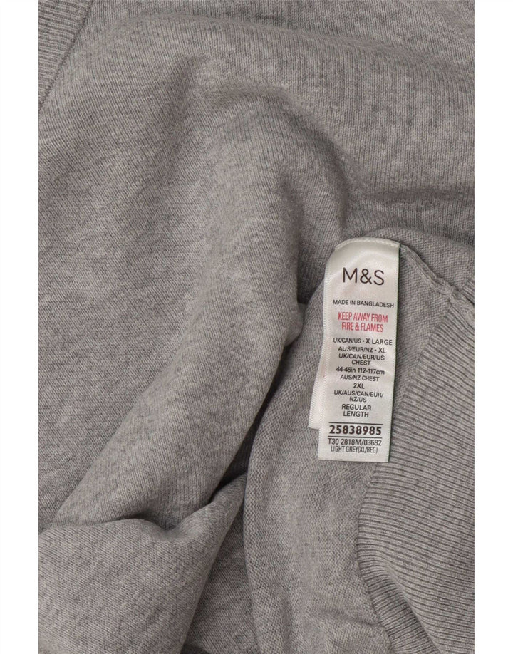 Мужской джемпер с v-образным вырезом Marks & Spencer XL, серый хлопок с крапинками