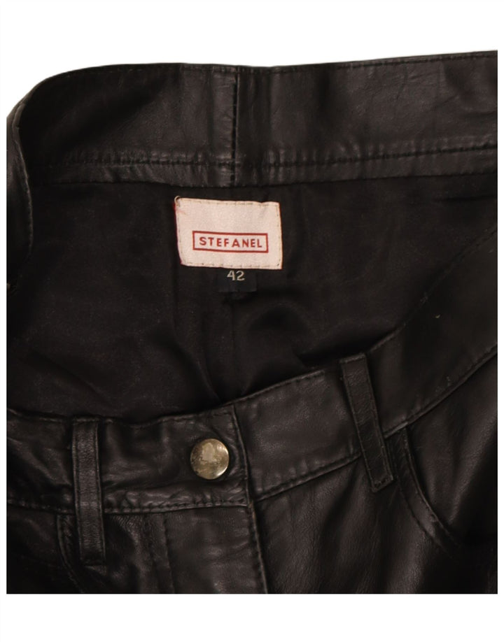 STEFANEL Womens Slim Leather Trousers IT 42 Medium W28 L29 Black Leather Vintage Stefanel and Second-Hand Stefanel from Messina Hembry 