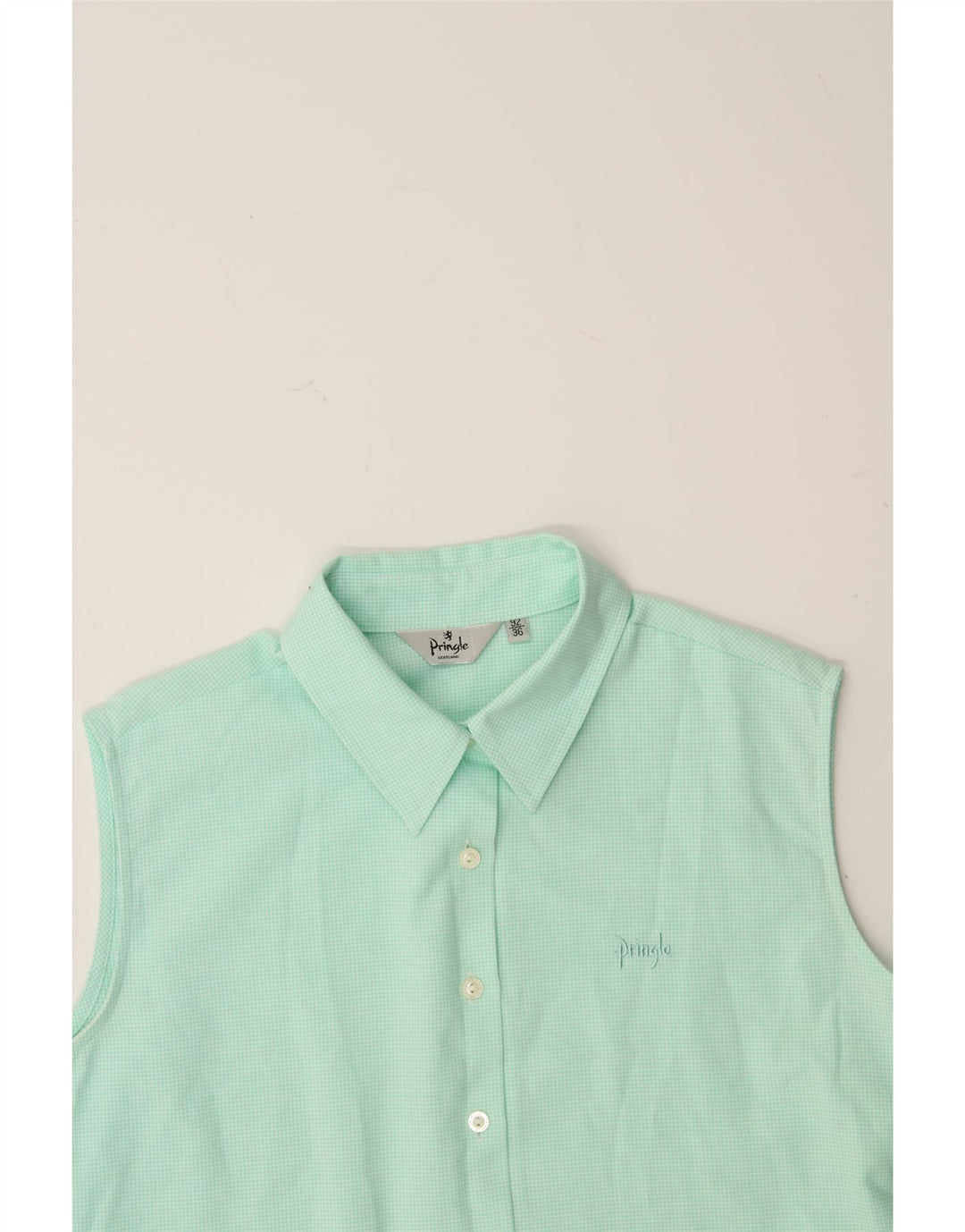 PRINGLE Womens Longline Shirt Blouse EU 36 Small Turquoise Houndstooth Vintage Pringle and Second-Hand Pringle from Messina Hembry 